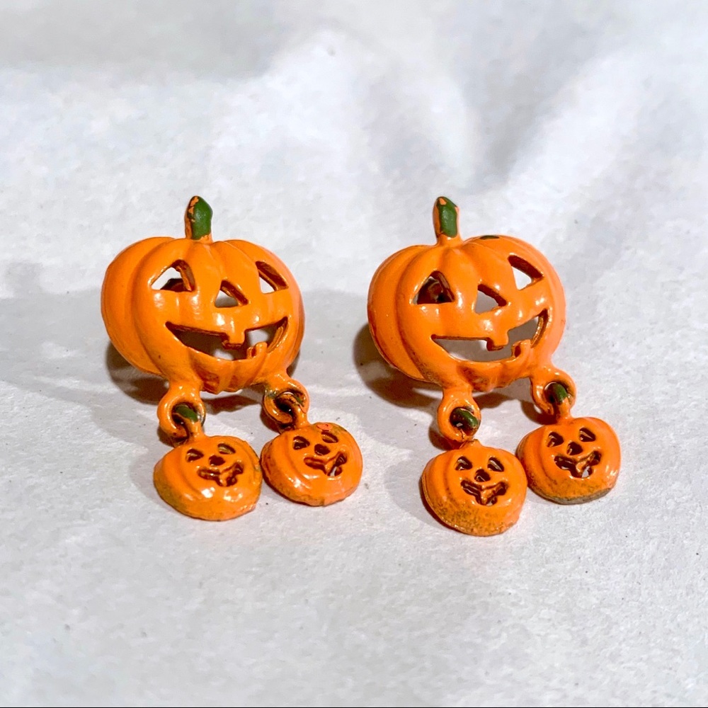 Jack-O’-Lantern Dangle Earrings Pumpkin Halloween Spooky Y2K Vintage 🎃 Fall Fun